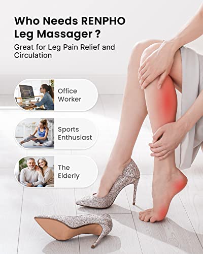 RENPHO Leg Massager for Circulation and Pain Relief, FSA HSA Eligible Air Compression Foot Leg Calf Thigh Massage, 6 Modes 4 Intensities, Helps for Reduce Swelling, Muscle Fatigue, Edema