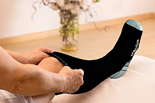 Physix Gear Compression Socks for Men & Women 20-30 mmhg, Best Graduated Athletic Fit for Running Nurses Shin Splints Flight Travel & Maternity Pregnancy -Boost Stamina Circulation & Recovery GRY LXL