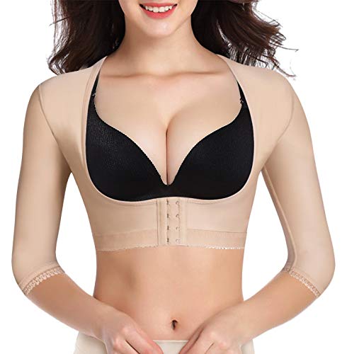 BRABIC Upper Arm Shaper Post Surgical Slimmer Compression Sleeves Posture Corrector Tops Shapewear for Women (Beige, M)