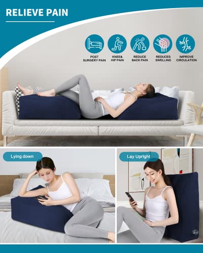 Leg Elevation Pillow,Inflatable Wedge Pillows,Comfort Leg Pillows for Sleeping,Improve Circulataion and Reduce Swelling,Suitable for improving Sleep Quality,Pregnant,Surgery and Injury,Recovery（BLUE）