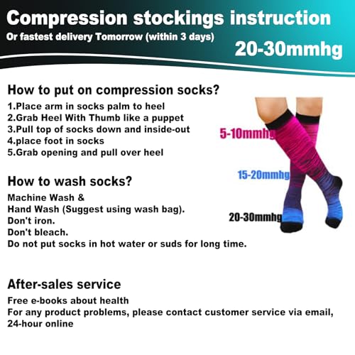 5 Pairs Graduated Compression Socks for Women&Men 20-30mmhg Knee High Socks Compression Stockings(Multicoloured 1, Small/Medium(US SIZE))