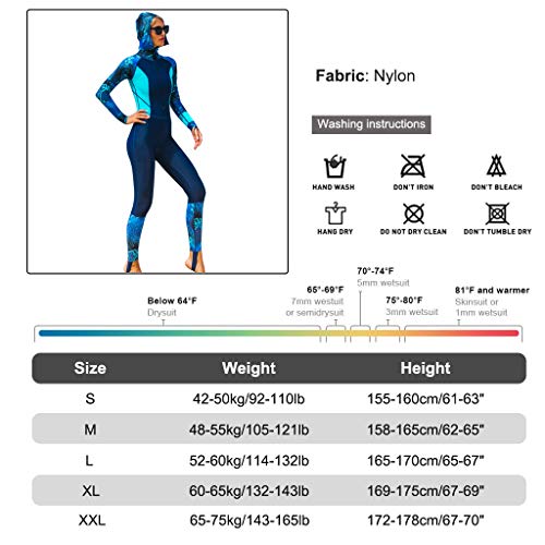 Full Body Scuba Rash Guard Dive Skin UV Swimwear Sport Skins for Men Women, Long Sleeve One Piece Front Zipper Diving Wetsuit for Surfing Swimming Snorkeling Canoeing