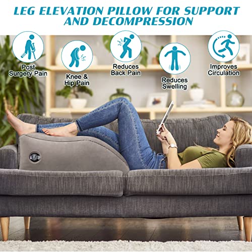 BLABOK Wedge Pillow for Sleeping - Inflatable Leg Elevation Pillow for Swelling,Circulation,Leg & Back Pain Relief,Leg Support Polyvinyl Chloride Pillow for After Aurgery,Hip,Foot,Ankle Recovery