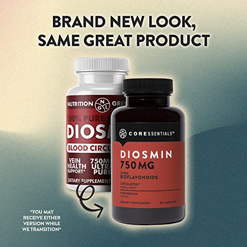 NGL Pure Diosmin 750 mg - Citrus Bioflavonoids for Blood Circulation, Leg Veins Health, Purity Guarantee 90 Capsules